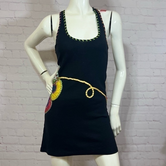 appliqued Tanktop Tunic Dress reversible in size medium 90s Y2k Vintage - Picture 2 of 16